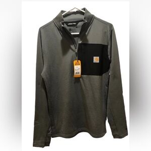 Carhartt Force NWT 1/2 Zip Mock Pullover SMALL Relaxed Light Lined Moisture Wick